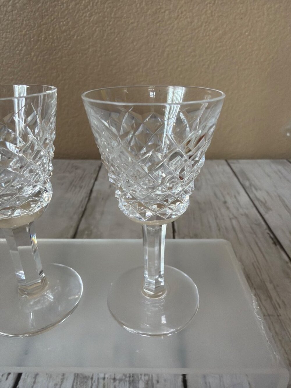 3 X Waterford Crystal ALANA 3 3/8" Cordial/Liqueur Glasses Diamond Cut Gothic Ma - Picture 5 of 10